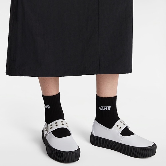 Vans White Dress Shoes with Black Trim - Picture 3 of 15